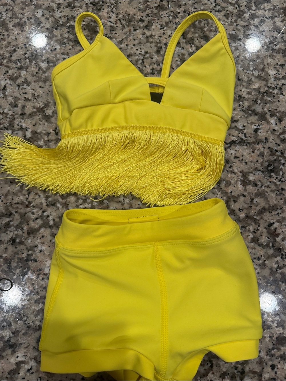Yellow Fringe Bralette Set - Girls oh lala 3 pieces CXS - Picture 3 of 5